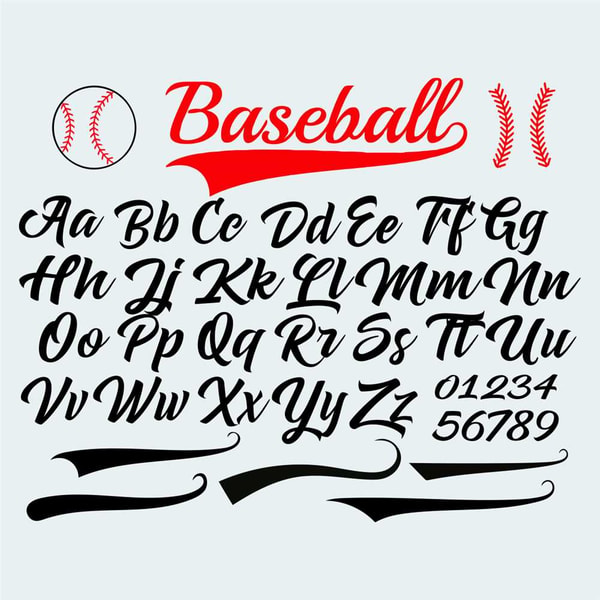 Baseball Letras Alphabet Baseball Handwritten Font Svg, Sport Svg, Alphabet | Inspire ...