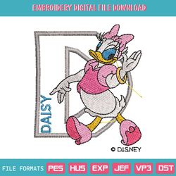 daisy duck and d letter embroidery design download