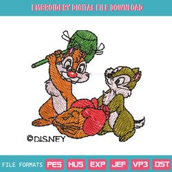chip and dale funny embroidery disney cartoon