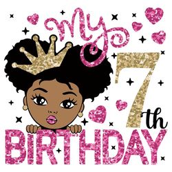 my 7th birthday svg, birthday svg, black girl svg, little queen svg, black queen svg, 7th birthday svg, birthday queen s