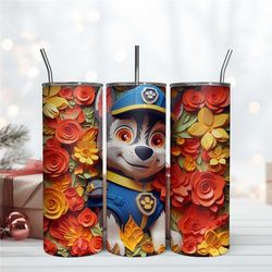paw patrol with roses skinny 20oz digital download png file