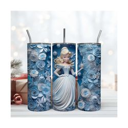 3d inflated cinderella tumbler 20oz digital download file cinderella princess 20oz wrap png