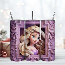 purple frame rapunzel tumbler 20oz, disney princess wrap png, tumbler design download file