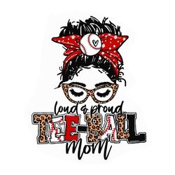 loud and proud tee ball mom leopard print messy bun png
