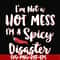 FN000128-I'm not a hot mess I'm a spicy disaster svg, png, dxf, eps file FN000128.jpg