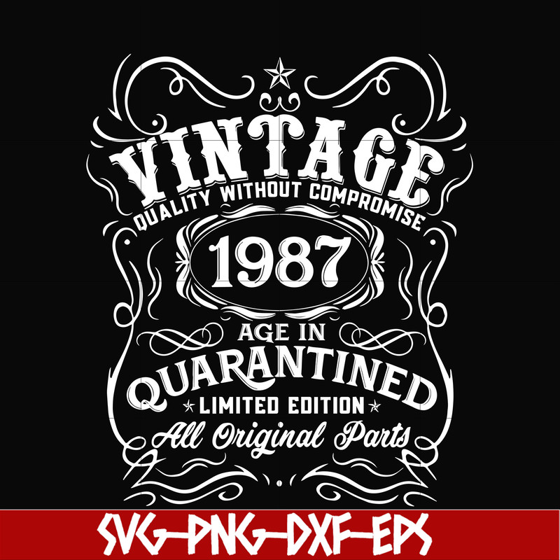 NBD0114-Vintage 1987 age in quarantined limited edition svg, limited edition svg, 1987 birthday svg, png, dxf, eps digital file NBD0114.jpg