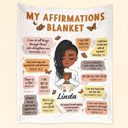 Christian Bible Verse Affirmations Personalized Blanket, Custom Encouraging Blanket Gift For Daughter, Granddaughter