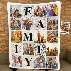 Family Photo Collage Personalized Photo Blanket, Custom Picture Text Blanket Family Blanket, Family Photo Gifts