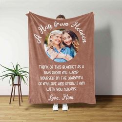 A Hug From Heaven Blanket, Memorial Blanket, Custom Photo Blanket, Remembrance Gift, Personalized Memorial Blanket