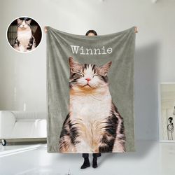 Custom Pet Photo Blanket, Custom Photo Name Pets Blanket, Custom Cat Blanket, Personalized Cat Blankets, Dog Dad Gift