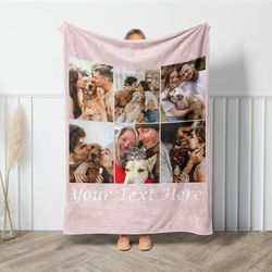 Couple Blanket,Personalized Picture Blanket With Text, Customizable Photo Blanket Collage, Colorful Adult Blanket