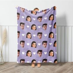 Couple Custom Blanket, Custom Blanket With Face, Couple Blanket With Pictures, Personalized Blanket For Couple,Valentine