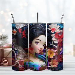 beautiful mulan design tumbler, mulan disney design, 20oz skinny tumbler design