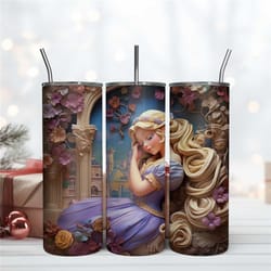 3d royal rapunzel digital tumbler wrap, disney princess 20oz, skinny 20oz tumbler design digital file