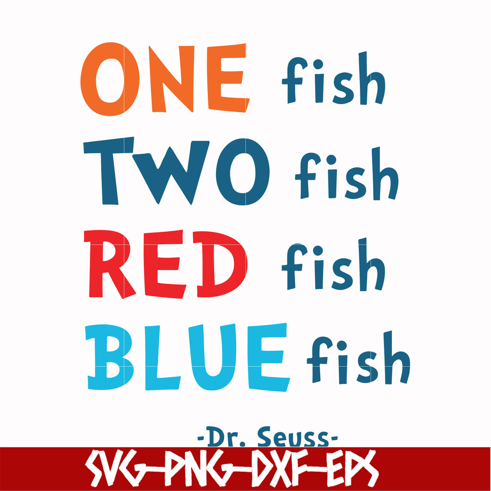 DR00089-One fish two fish red fish blue fish svg, png, dxf, eps file DR00089.jpg