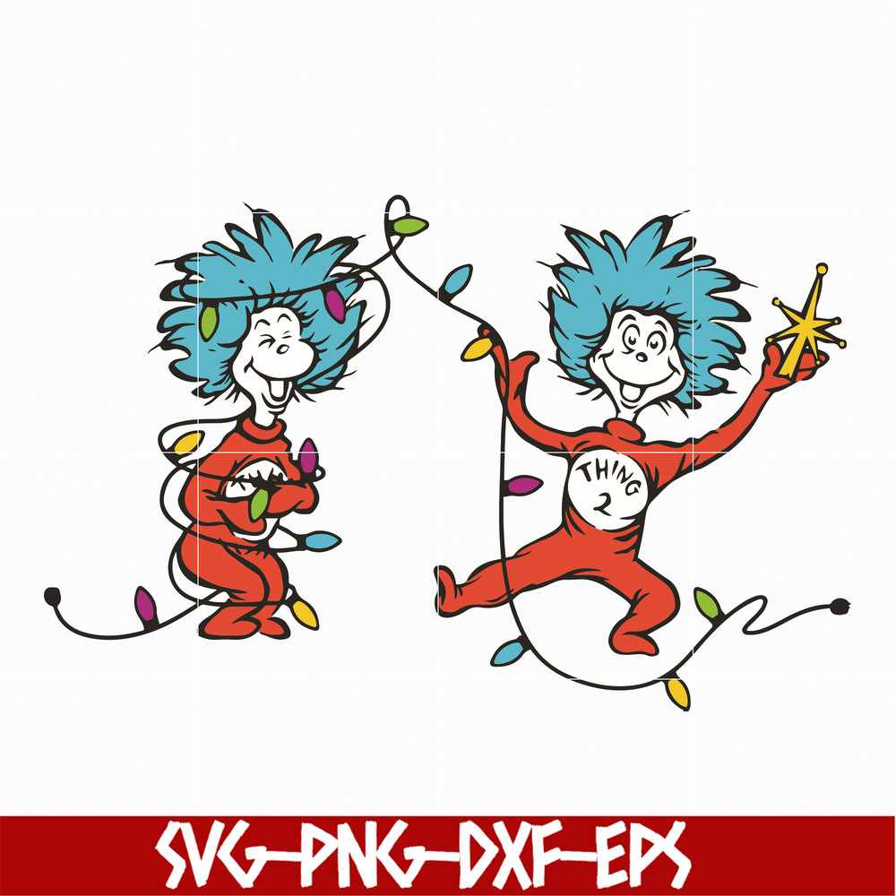 DR05012121-Dr seuss Christmas Thing Lights, Thing 1 Thing 2 svg, dr svg, png, dxf, eps file DR05012121.jpg