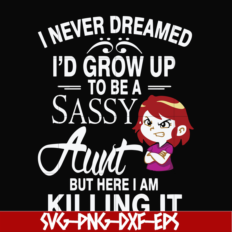 FN000695-I never dreamed I'd grow up to be a sassy aunt but here I am killing it svg, png, dxf, eps file FN000695.jpg