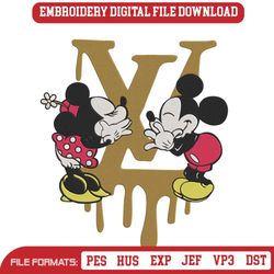 mickey minnie retro 80s lv dripping basic logo embroidery design download file