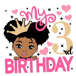 my 3th birthday svg, birthday svg, black girl svg, little queen svg, black queen svg, 3th birthday svg, birthday queen s