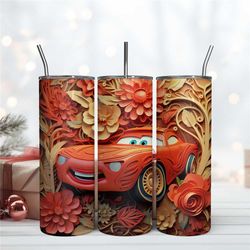 3d inflated lightning mcqueen tumbler design png disney car tumbler digital file