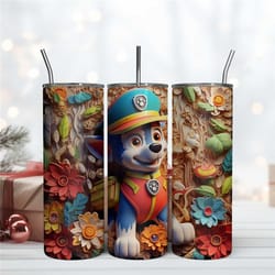 3d paw patrol tumbler 20oz digital download file police dog skinny tumbler 20oz png