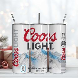 coors light 20oz tumbler wrap sublimation design, beer brand tumbler
