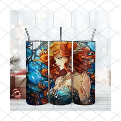 ariel princess stained glasss tumbler 20oz ariel download file png