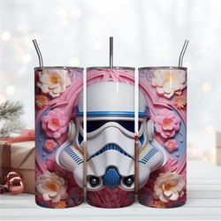 3d stormtrooper pink flower tumbler star war png