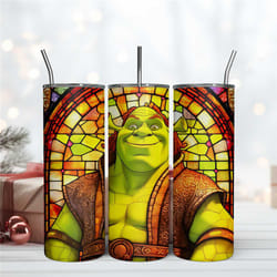 stained glass shrek 20oz tumbler wrap design