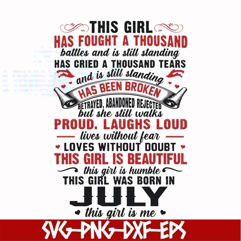 FN0001023-This girl has fought a thousand battles and is still standing this girl was born in July this girl is me svg, png, dxf, eps file FN0001023.jpg