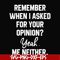 NCRM0145-Remember when i asked for your opinion yeah me neither svg, png, dxf, eps digital file NCRM0145.jpg