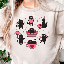 Valentine Black Cat Png, Cute Valentines Png, Cat Lover Png, Cat Shirt Design, Valentine Png Shirt Design, Trendy
