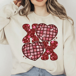 Xoxo Heart Sequins Png, Valentine Png
