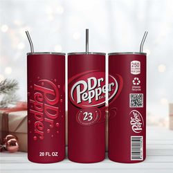 Dr Pepper 23 20Oz Tumbler Wrap, Digital Download PNG, Sublimination Design