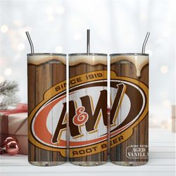 A and W Brand Logo 20Oz Tumbler Wrap Sublimation Design, Beer Brand Tumbler