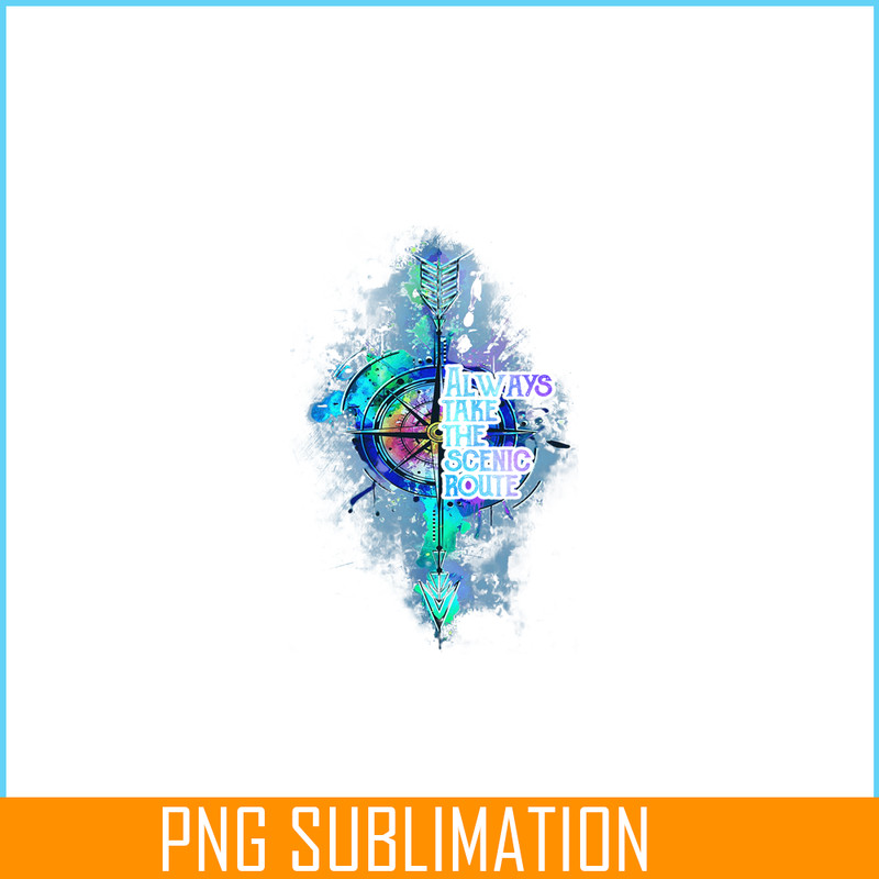 CAMP07112339-Always Take The Scenic Route PNG Camping PNG Blue And Purple Compass PNG.png