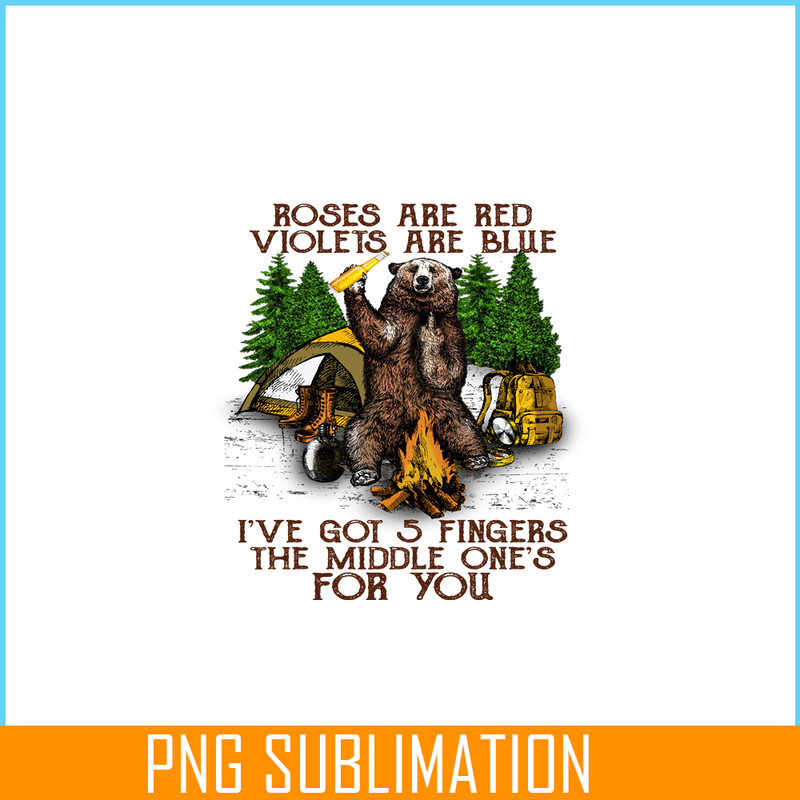 CAMP07112381-The Middle One's For You PNG Camping PNG Bear Holds A Beer PNG.png