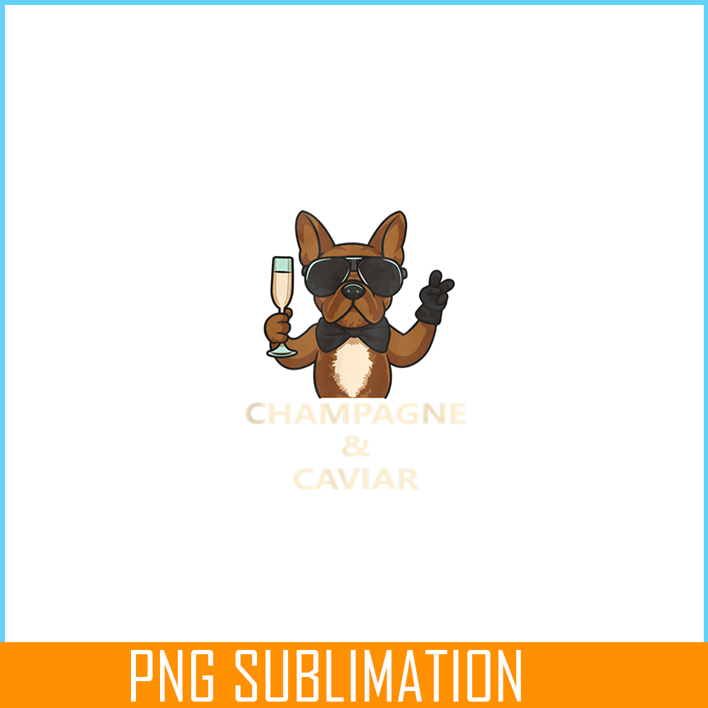 HL16102313-Champagne and Caviar PNG, French Bulldog PNG, Bulldog Mascot PNG.png