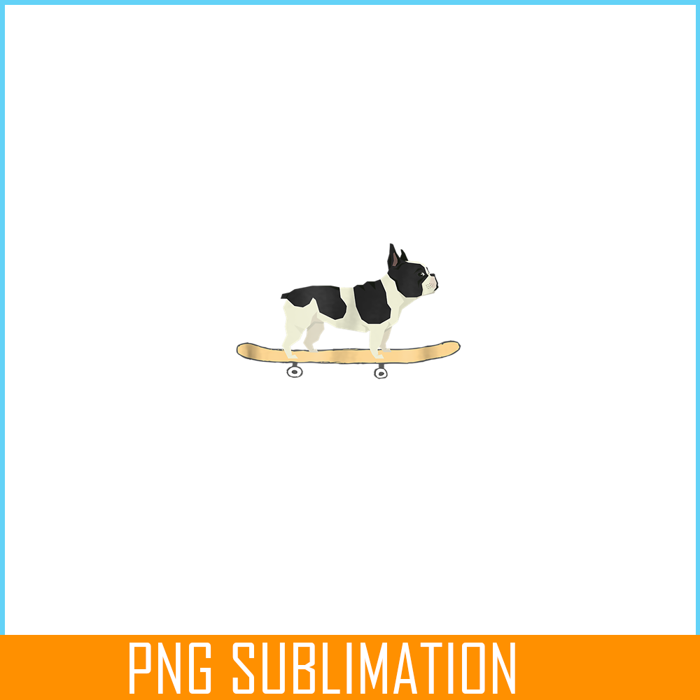 HL161023153-Funny Skateboarding Bulldog Puppy PNG, Frenchie Bulldog PNG, French Dog Artwork PNG.png