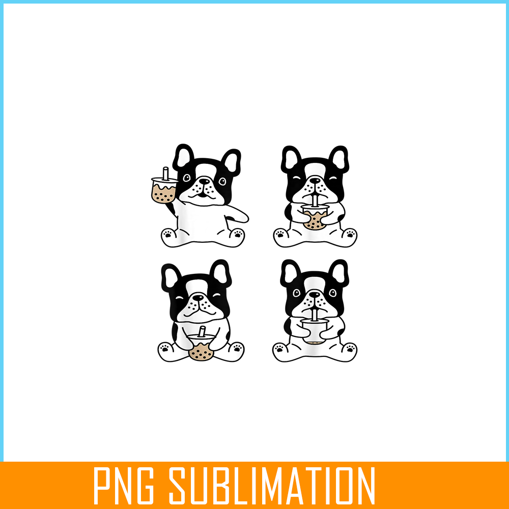 HL161023169-Kawaii French Bulldog Bubble Tea PNG, Frenchie Bulldog PNG, French Dog Artwork PNG.png