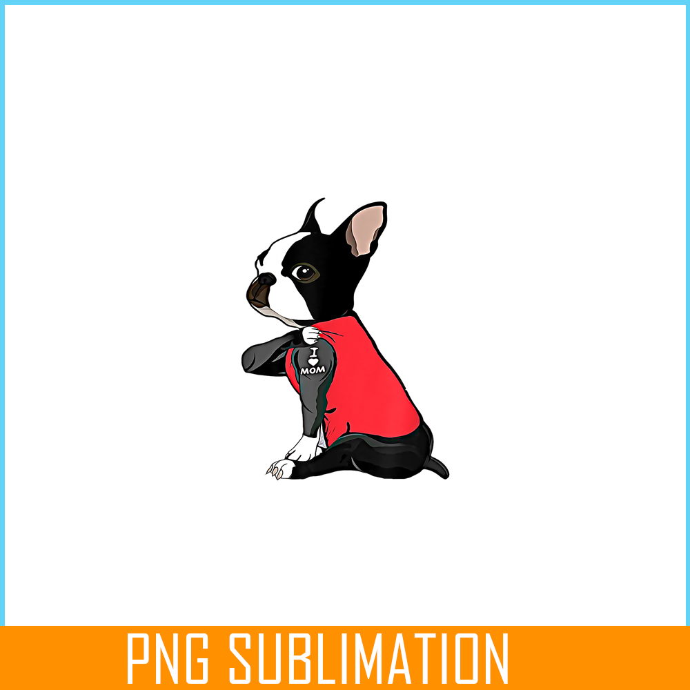 HL16102394-French Bulldog Tattoo I Love Mom PNG, Frenchie Dog Lover PNG, French Dog Artwork PNG.png