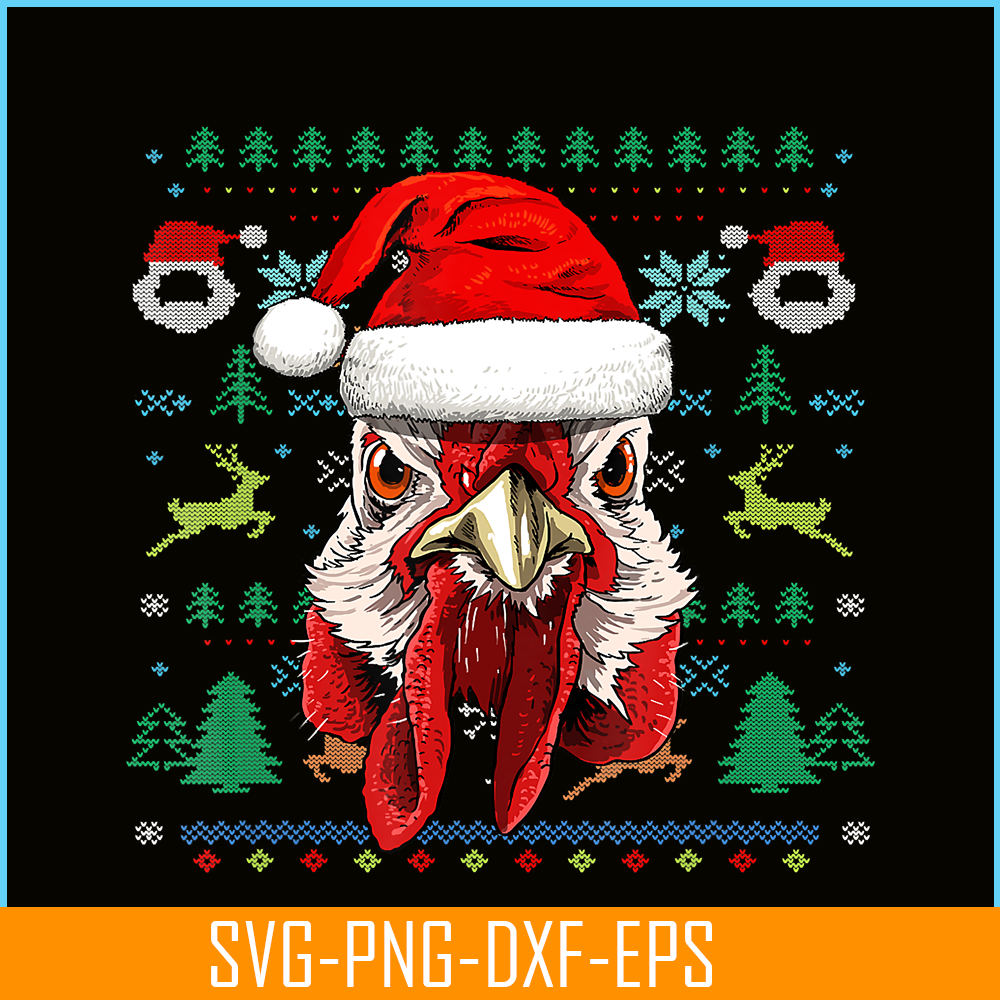 PNG141023127-Chicken Ugly Christmas Santa Hat Xmas Gifts Kids Boys Girls T-Shirt Png.png