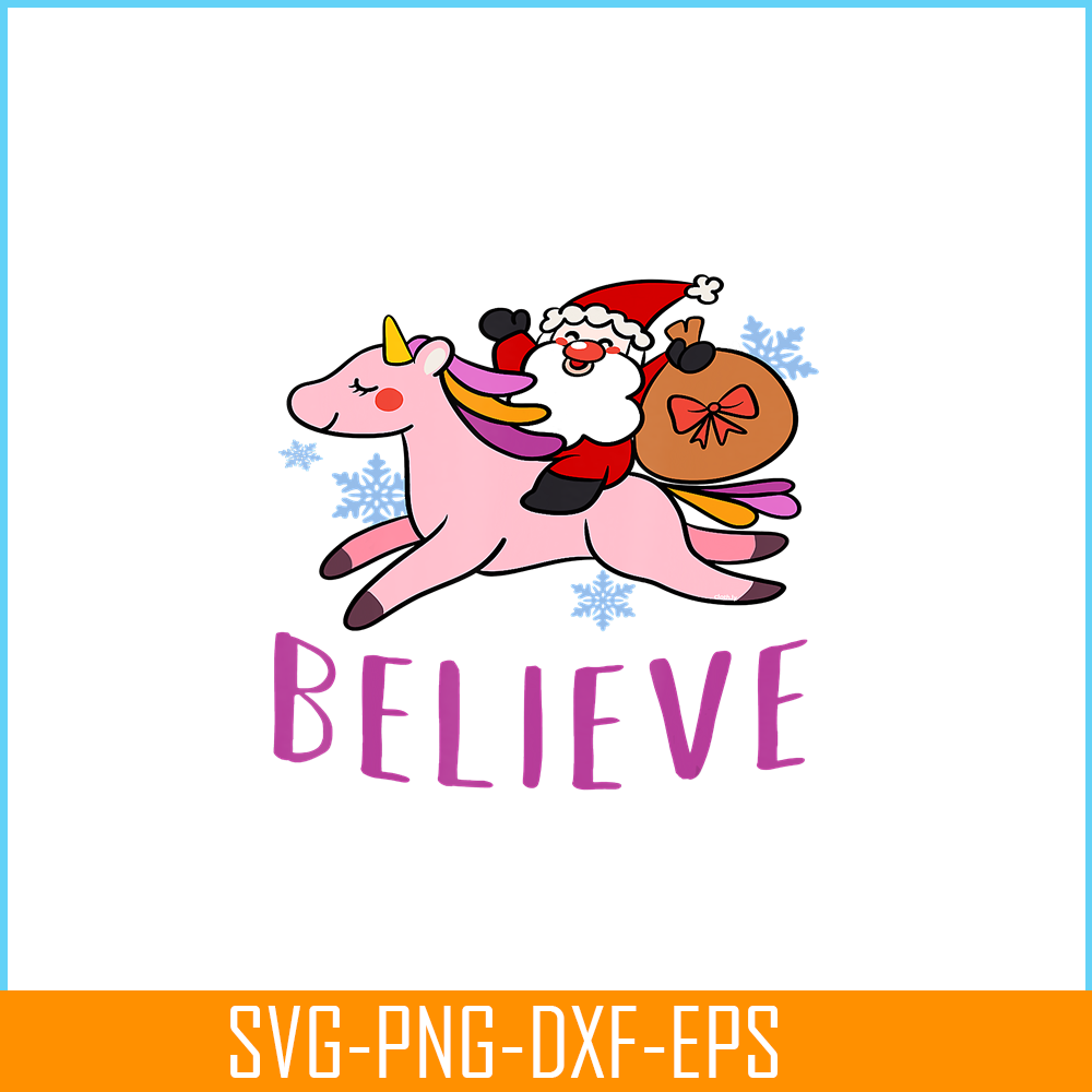 PNG14102366-Unicorn Christmas Believe Cute Santa Unicorn Xmas Girls T-Shirt Png.png