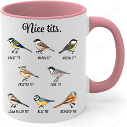 fowl language bird coffee mug, kitchen and dining, nice tits mug, gift for birdwatchers, bird lover gift for women, bird