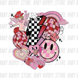 Retro valentines checkered hearts PNG