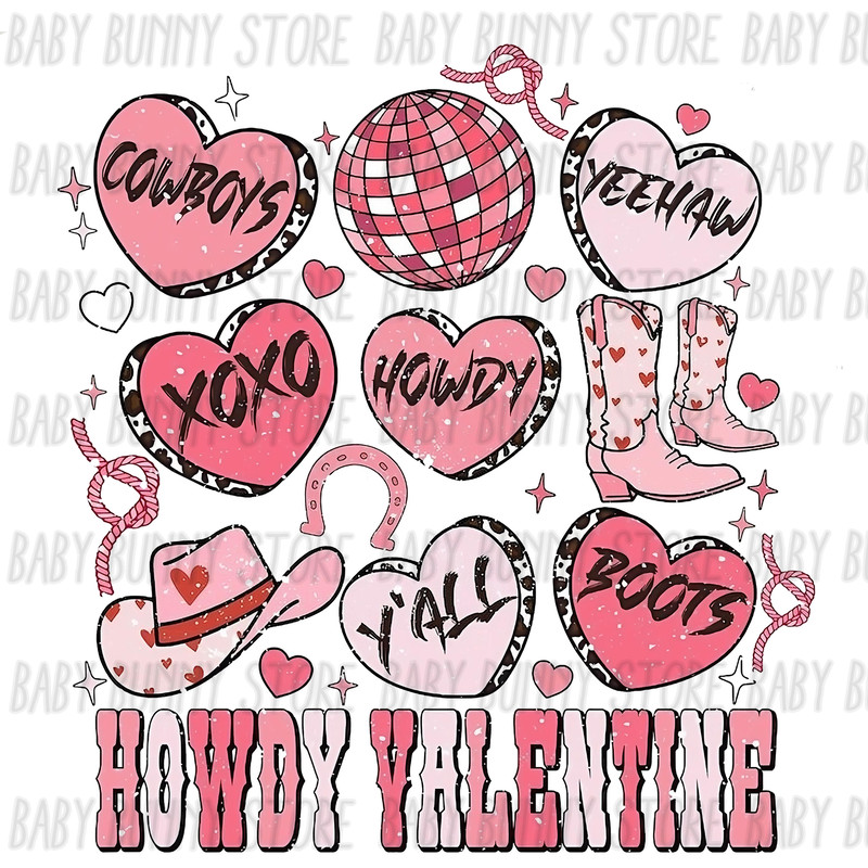 Howdy Valentine Png, Western Valentines Png, Disco Ball Valentines Png,.jpg