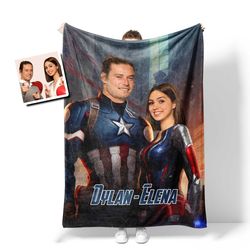 Personalized Valentine's Day Captain America Couple After Battle Blanket