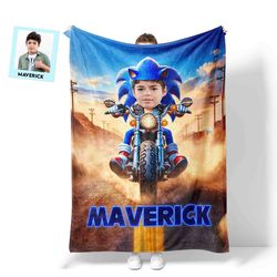 personalized sonic the hedgehog harley motor blanket  custom name