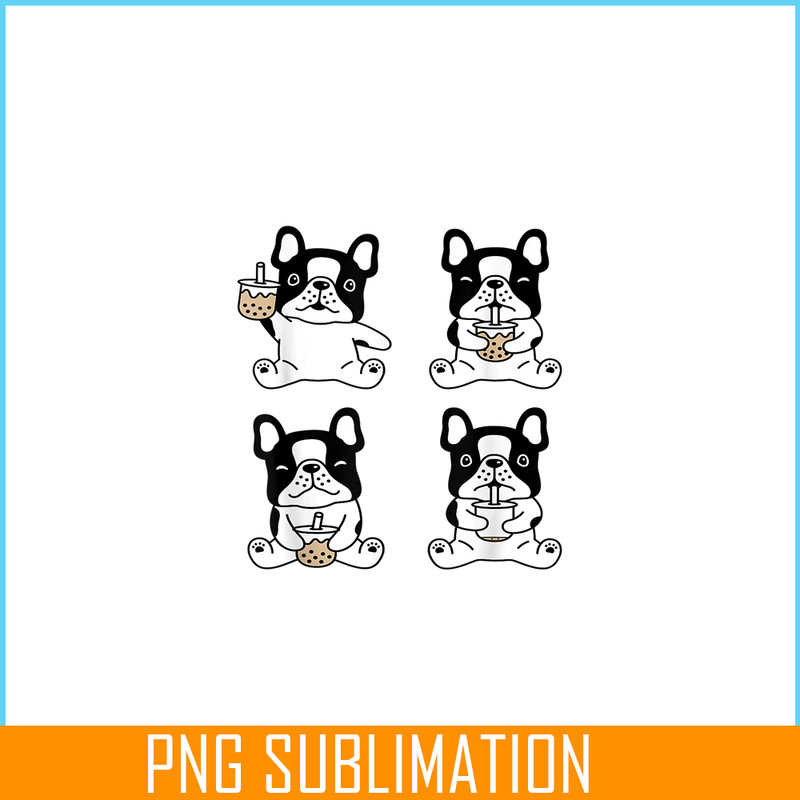 HL161023169-Kawaii French Bulldog Bubble Tea PNG, Frenchie Bulldog PNG, French Dog Artwork PNG.png