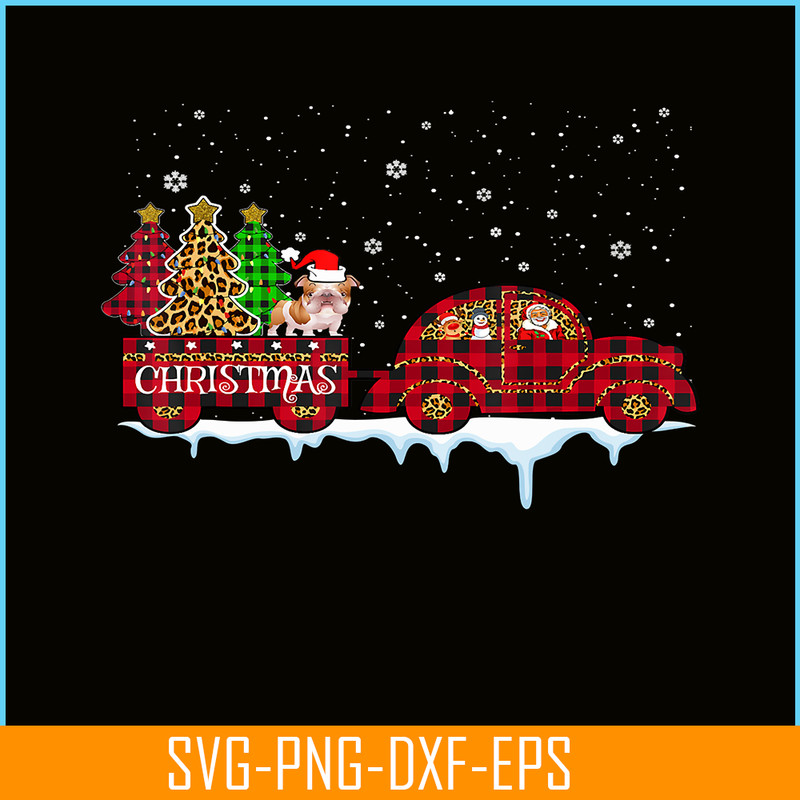 PNG141023113-Bulldog Christmas Plaid Leopard Truck Santa Xmas Tree Dog T-Shirt Png.png
